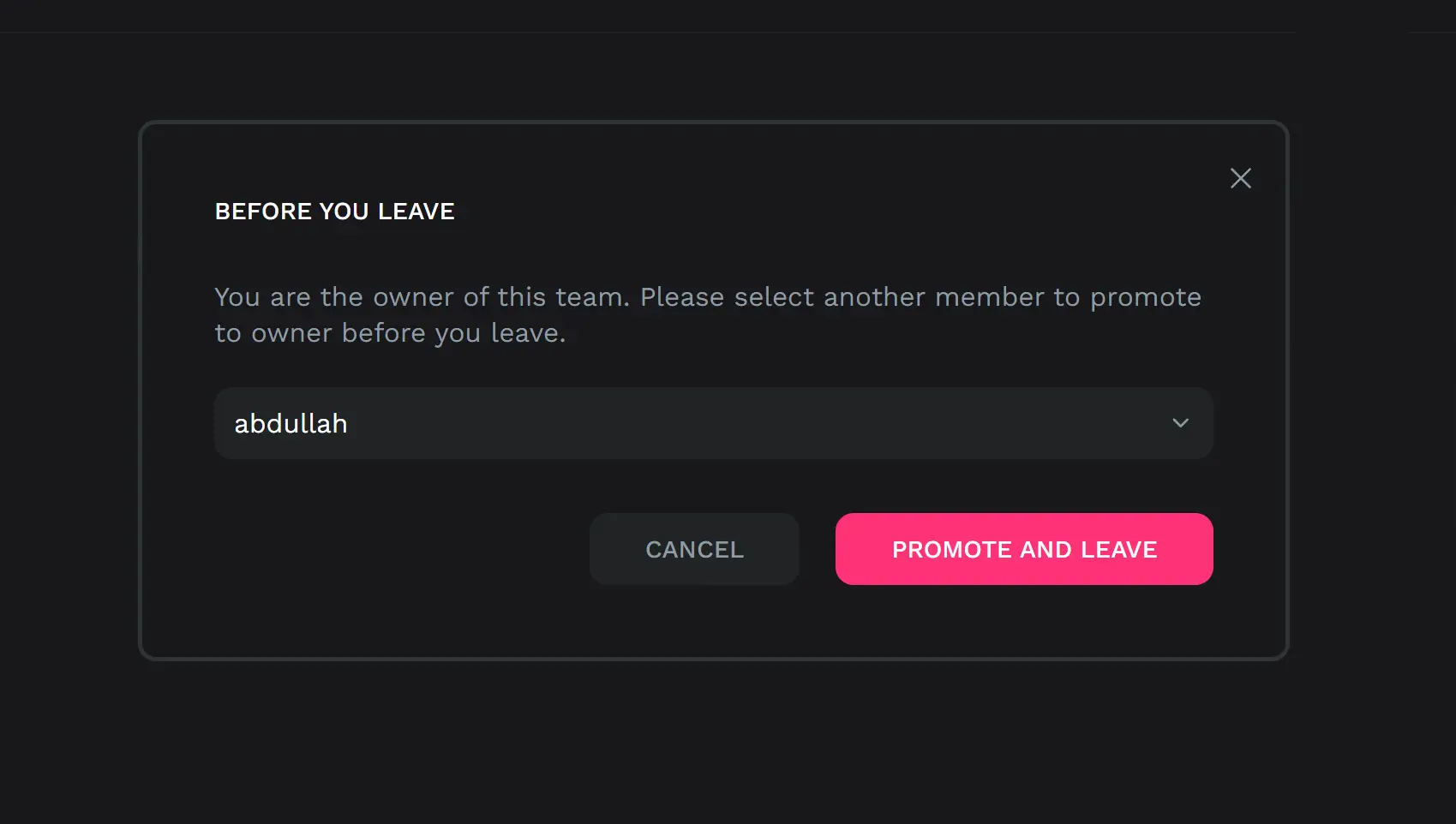 Transfer ownership